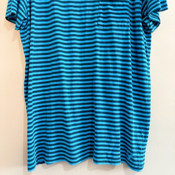 3/$10⚡️American Eagle Vibrant Blue & Navy Striped Cotton T-Shirt w Pocket - Picture 6 of 13